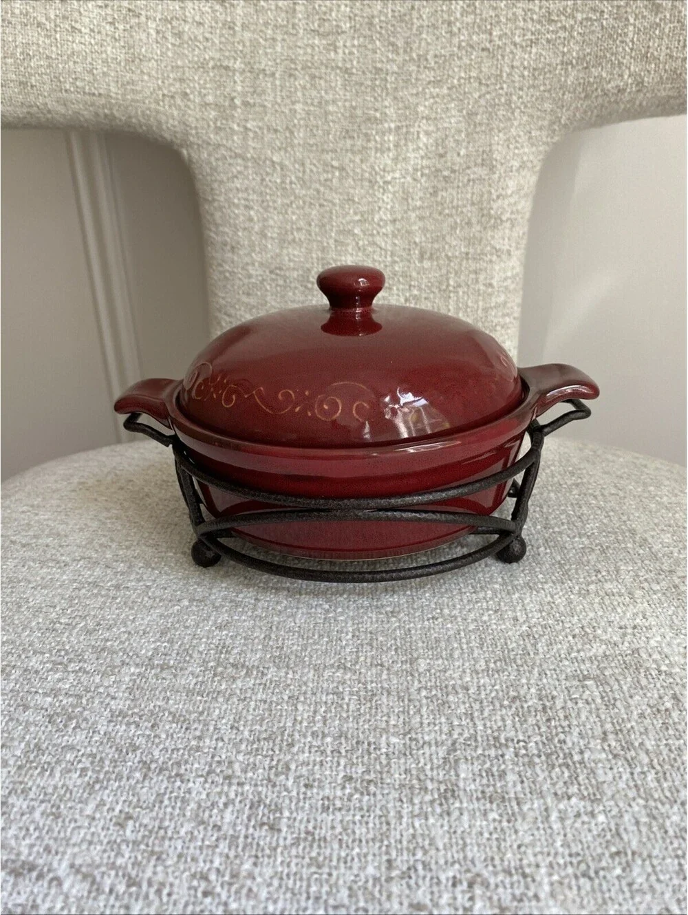 Tastefully Simple Brick Red 3 PC Set Dip Ceramic 6